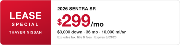 Lease Sentra SR $299/mo